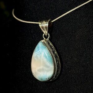 925 Sterling Silver Caribbean Blue Larimar Pendant
